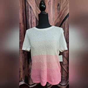 NWT Mercer Street Studio Cream/Pink Short Sleeve Top (Medium)